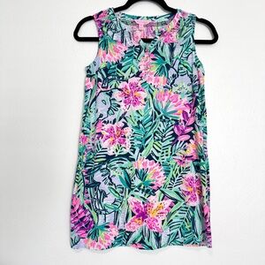 Lilly Pulitzer Essie Dress Girls XL Floral Tropical 100% Cotton Mini‎ Beach